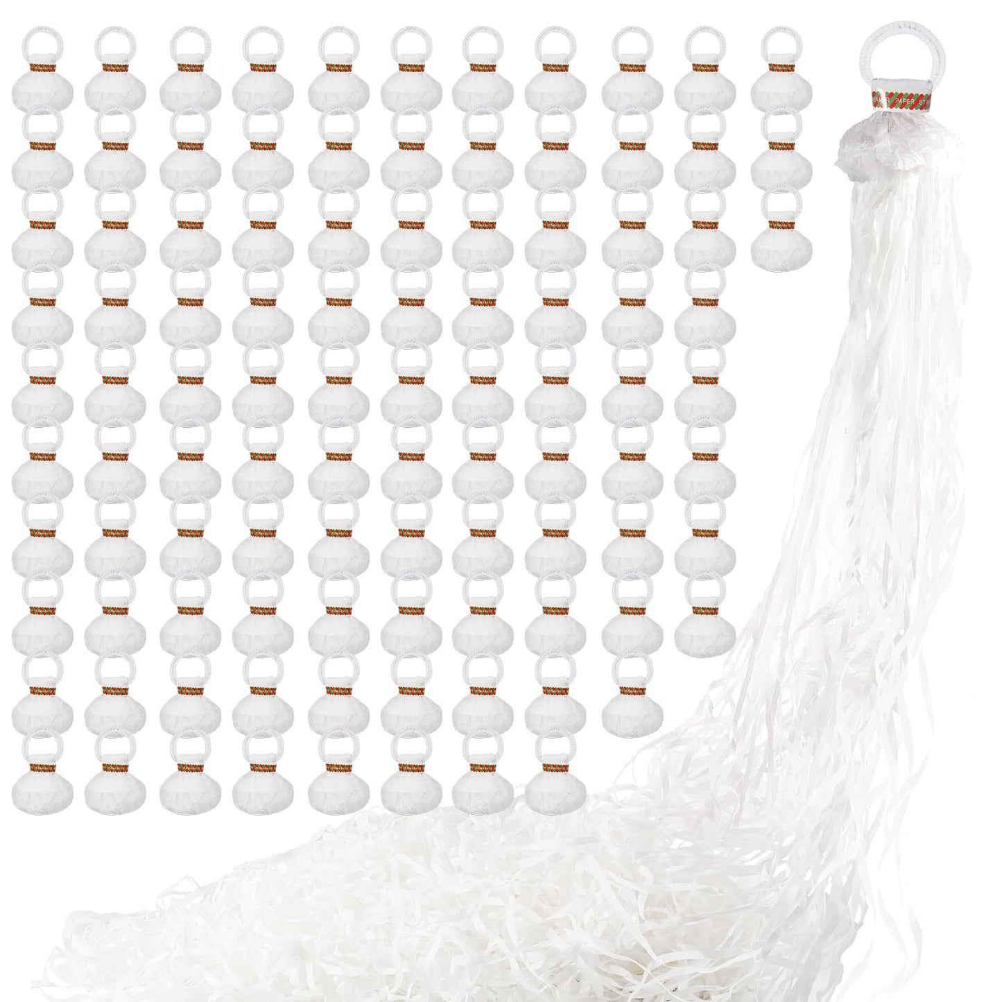 No Mess Streamers 100pack, White Confetti Poppers,Hand Throw Party Poppers No Mess for Birthday, Graduation, Wedding Send Off, Engagement Party Favorsï¼White 100Packï¼