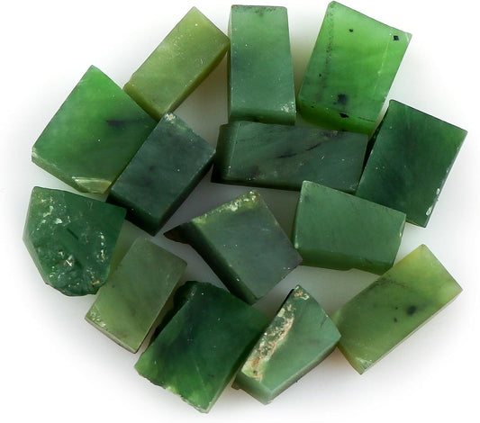 CRYSTALIS 100cts Natural Green-Jade Raw Crystals, Loose Gemstone Wholesale Bulk Rough Jewelry Making Supply, Chakra And Healing Stones, Wire Wrapping, DIY, Tumbling, Gem Collection, 10-15mm