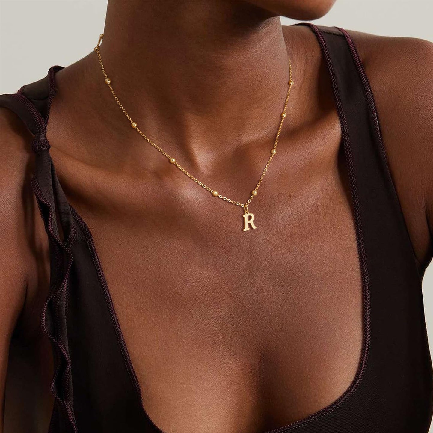 De Amo Sara Initial Necklaces for Women, Dainty A-Z Pendant Letter Charm Necklace Personalized Name Necklaces for Women Trendy Jewelry Gift