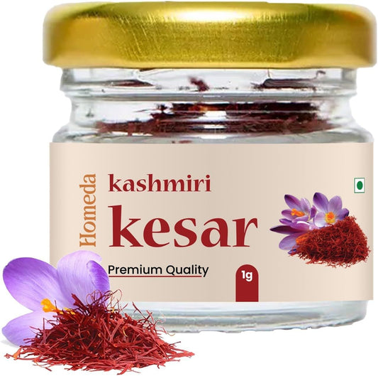 Homeda Saffron Threads, Pure Saffron Spice - Kesar Safron for Cooking, Azafran Para Cocinar Safran Seasoning - Premium Kasmiri Zafran for Tea, Rice, Paella, Golden Milk (1 gram / .035 oz)