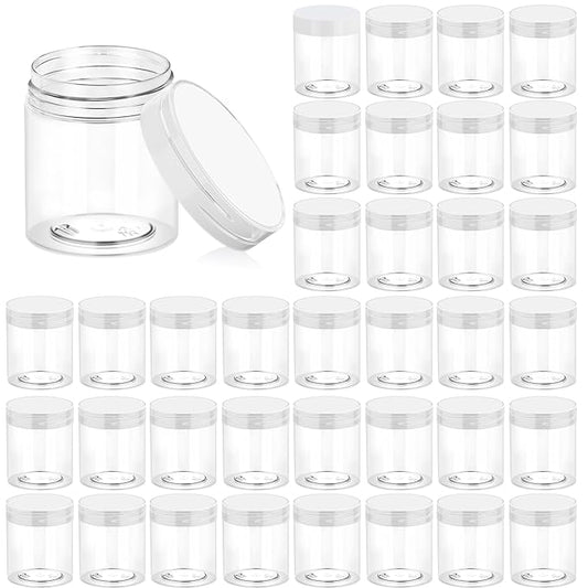 Eternal Moment 36 Pack 3 OZ Plastic Jars Round Clear Cosmetic Container Jars with Clear Lids, Perfect for Lotion, Slimeï¼Cream, Ointments, Makeup, Eye Shadow, Samples, Pot, Travel Storage