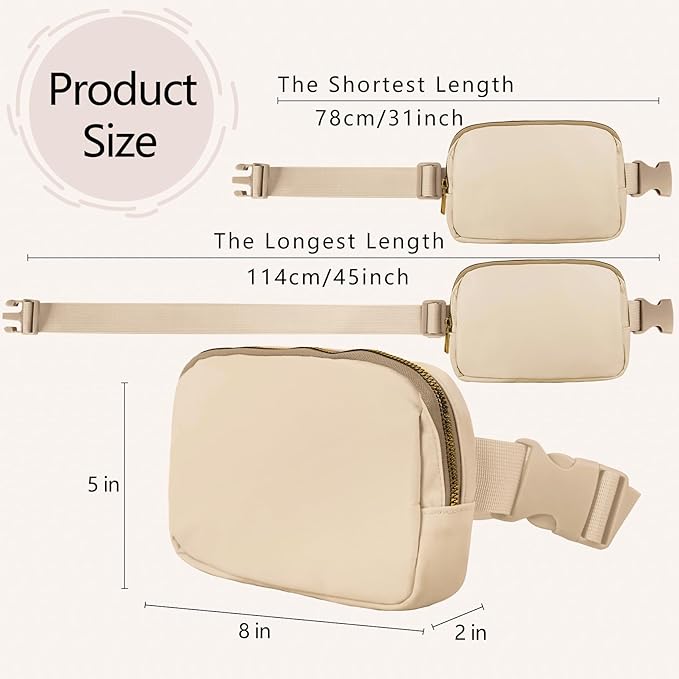 VOROLO Fanny Pack For Women And Men Crossbody Bag Belt Bag with Adjustable Strap Graduation Gifts Khaki