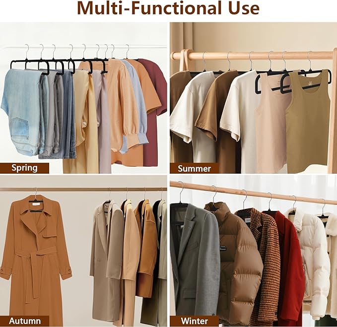 50 Pack Velvet Hangers Non Slip, Felt Pants Hangers Thin Space Saving Clothes Hanger Flocked Strong Durable Ganchos para Colgar Ropa with 360°Swivel Hook for Pants Jeans Shorts Tank Top, Linen White