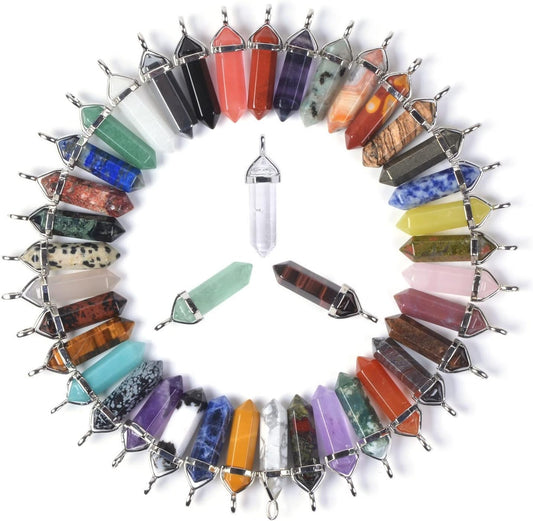Justinstones Crystal Healing Hexagonal Point Chakra Reiki Pendant Beads Lot