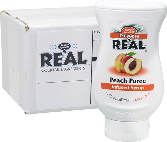 Peach Reàl, Peach Puree Infused Syrup, 16.9 FL OZ Squeezable Bottle (Pack of 1)