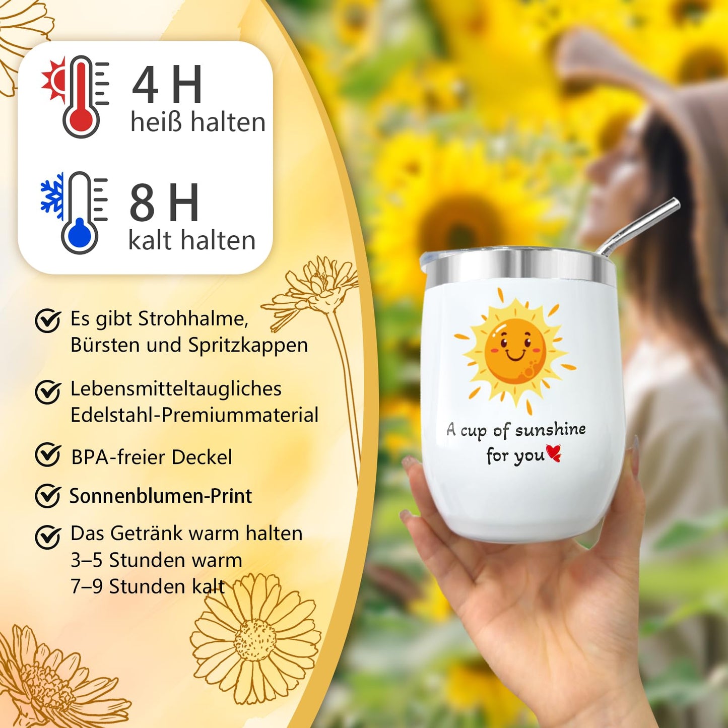 Birthday Gifts for Women, Sunflower Self-Care Package, Sending Sunshine Get Well Gifts for Women, Her, Sister, Mom, Best Friends, Unique Relaxation Spa Basket Perfect for Valentine's Mother's Day