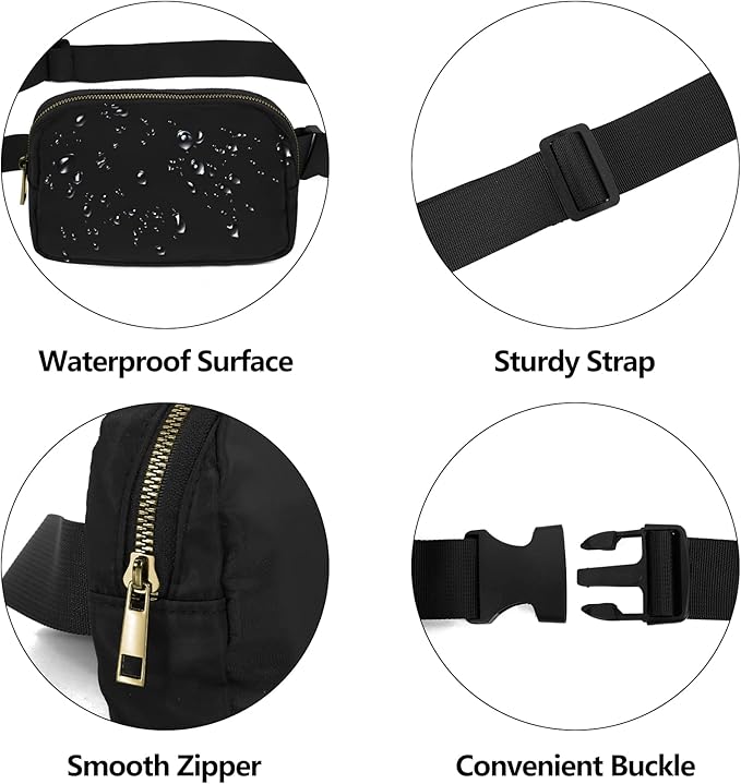 VOROLO Fanny Pack For Women And Men Crossbody Bag Belt Bag with Adjustable Strap Graduation Gifts Black