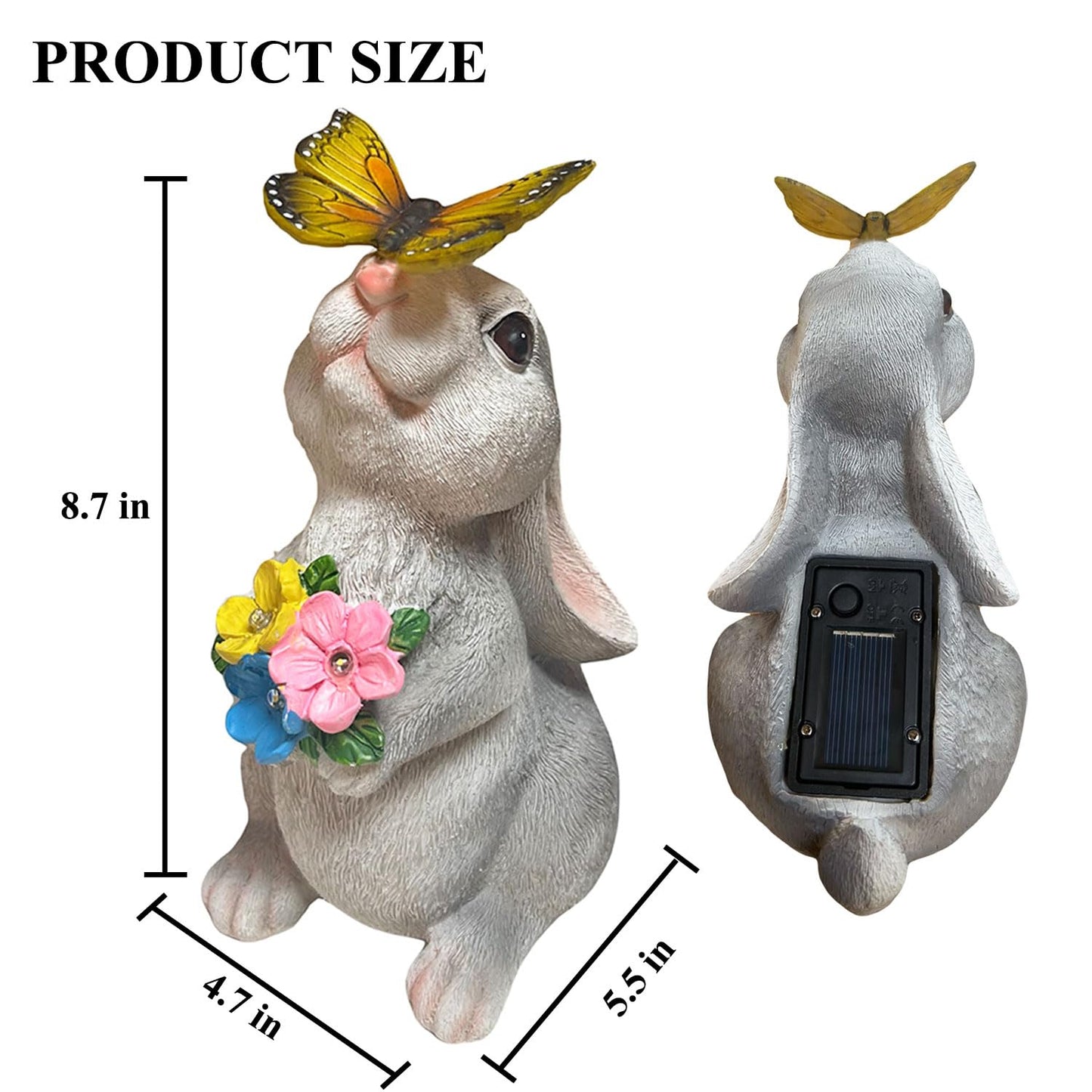 YODY Solar Garden Statues Outdoor Decor- Yard Decorations for Patio, Balcony, Backyard, Lawn Ornaments - Rabbit Figurines with LED Light- Unique Birthday House Warming Gifts for Women, Mom, Grandma