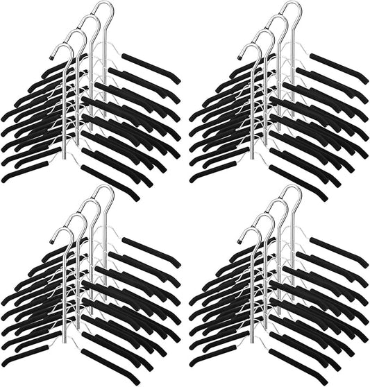 Ripeng 16 Pcs Multi Layer Clothes Hangers 5 in 1 Sweater Shirt Hanger for Shirts Space Saving Anti Slip Metal Heavy Duty Stainless Steel Blouse Tree Hangers for Suit Closet Organizer and Storage Black
