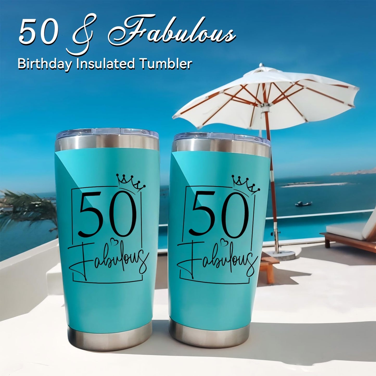 50th Birthday Gift Set for Women Her – No.50 Vintage 1975 Tote Bag, Makeup Bag & 20oz Tumbler – Elegant Birthday Present for 50th Years Old Mom, Wife, Sister, Friends