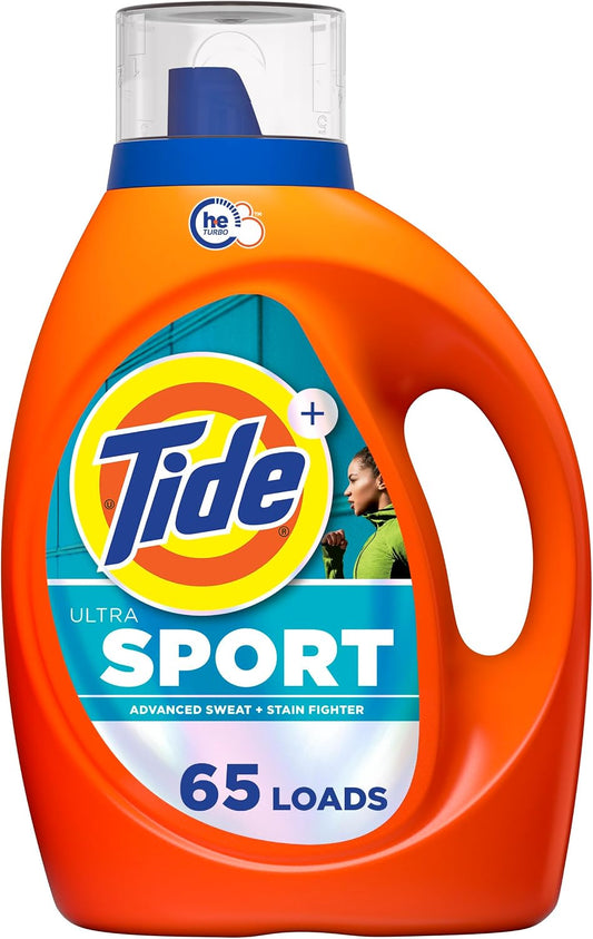 Tide Ultra Sport Liquid Laundry Detergent, 92 fl oz, 65 Loads, Laundry Detergent Liquid with Advanced Sweat plus Stain Fighters