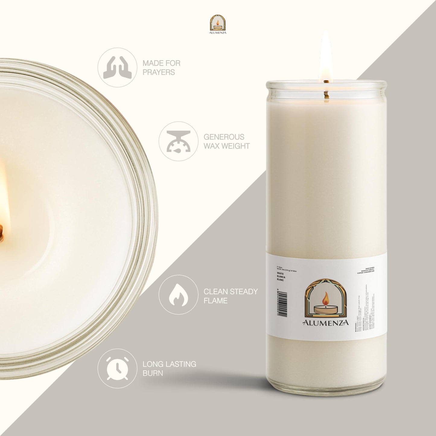 Alumenza Bulk 6 Pack White 7 Day Candles in Glass Jar – Paraffin Wax, Clean Burning Unscented | Vela Blancas Devotional Prayer Pillar Candle for Home, Memoria, Spells, Long Lasting