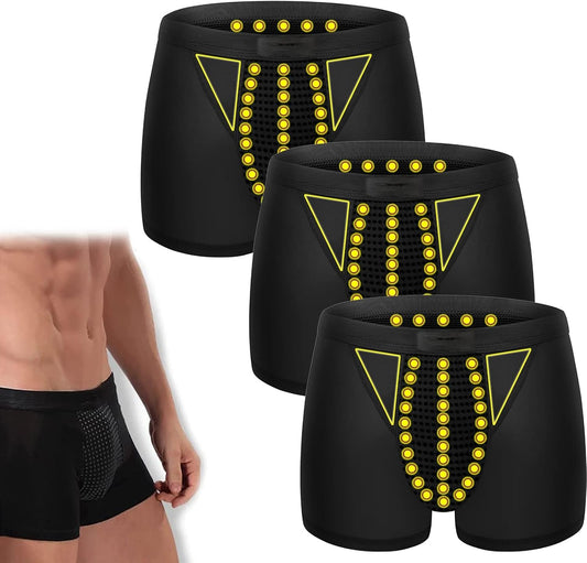 Prostate Magnetic Therapy Boxer Briefs, Tourmaline Prostate Therapy Magnetic Boxer Briefs for Men (Black-3PCS,XL)
