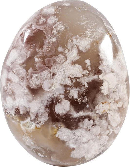 mookaitedecor Polished Cherry Blossom Agate Worry Stone Pocket Palm Stones Crystal Healing Gemstone Home Decor, Irregular Shape,1.5-2.75 Inch