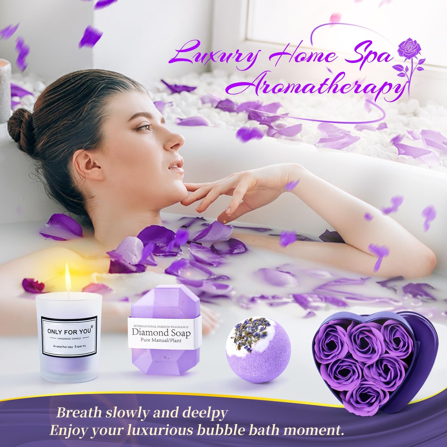 14PCS Birthday Gifts for Women ,Mom, Wife, Girlfriend, Sister, Her- Self Care Gifts Get Well Soon Gifts Basket for Women Lavender Relaxing Spa Gifts Care Package w/ Blanket Mothers Day Gifts for Mom
