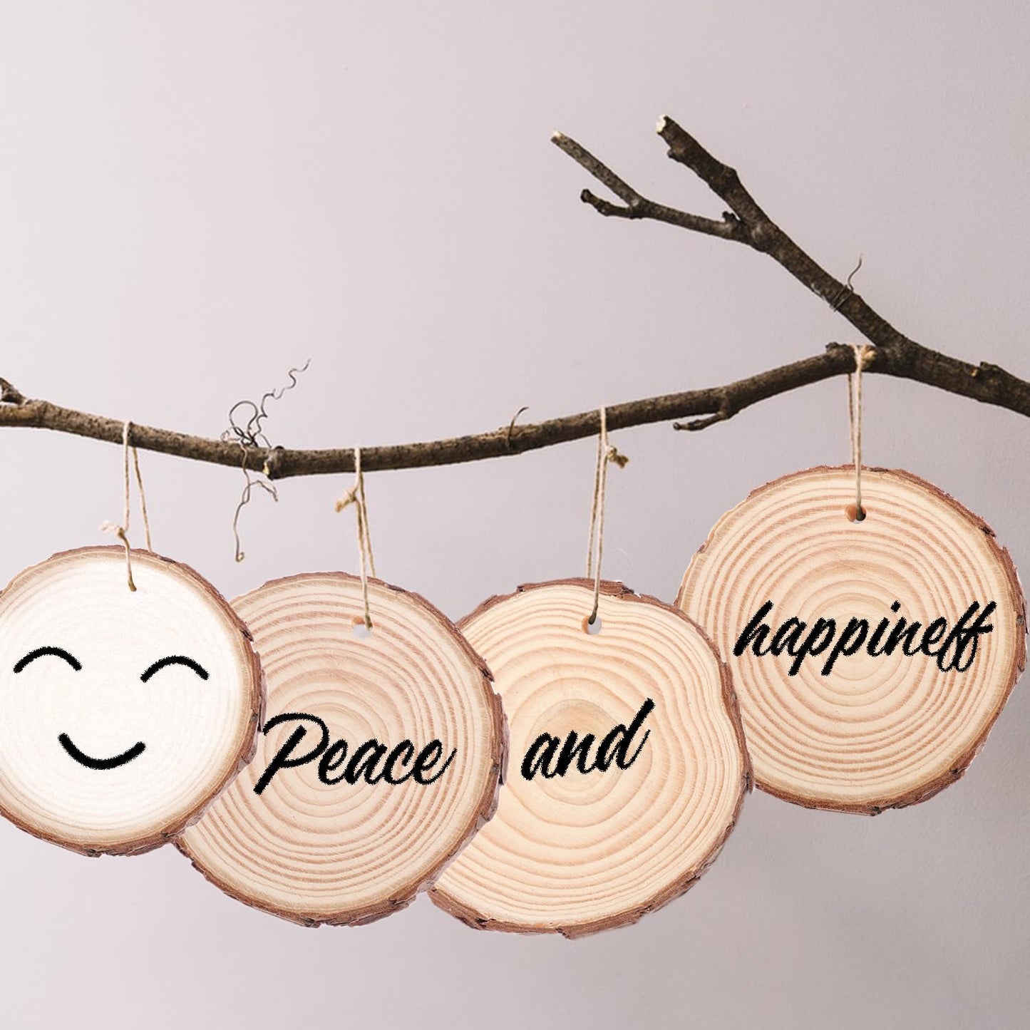 80 PCS 3.6-4 Inch Unfinished Wood Slices, Natural Wood Slices, Predrilled with Hole Wood Slice for DIY Arts Craft Christmas Ornaments by GNIEMCKIN