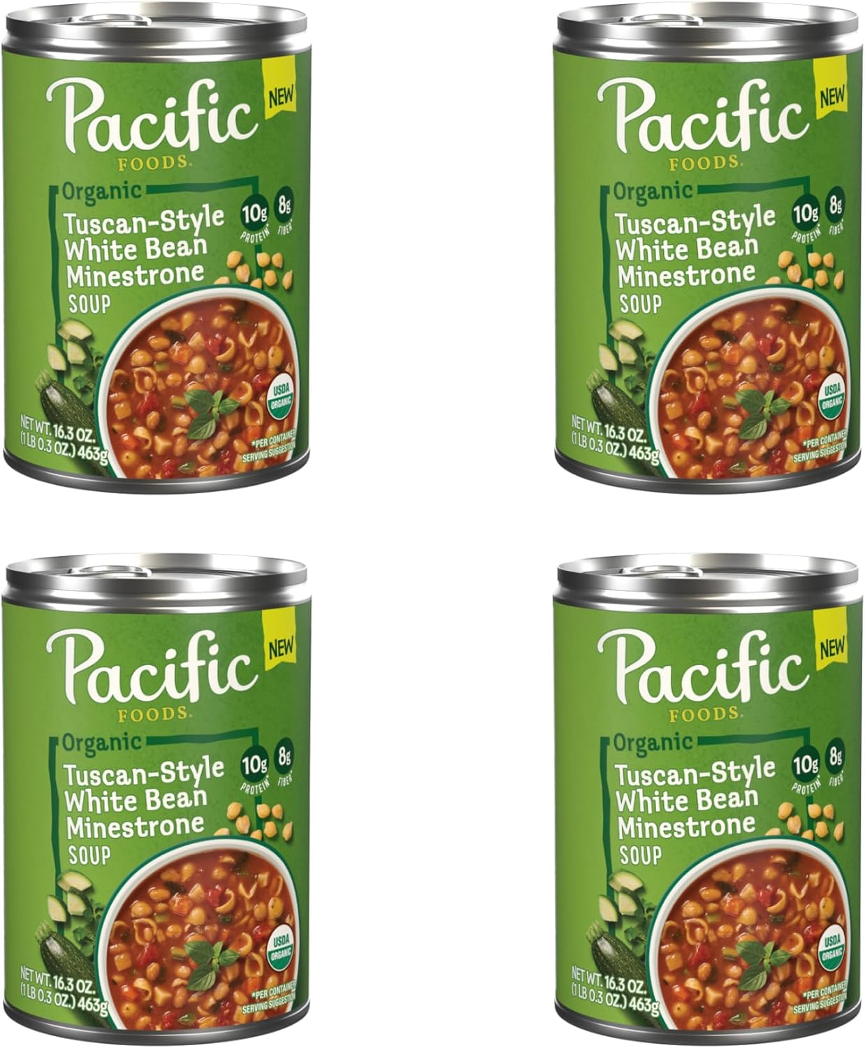 Pacific Foods Organic Tuscan-Style White Bean Minestrone Soup, 16.3 oz Can (Pack of 4)