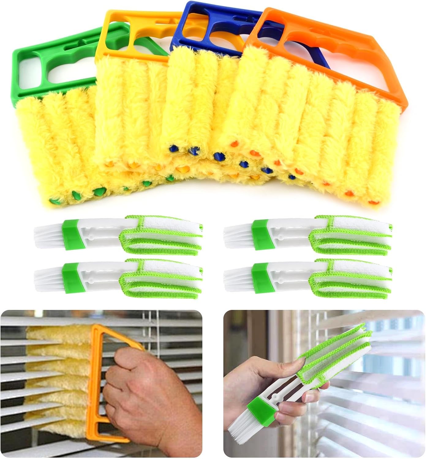 5Pcs Blind Cleaner Duster Tool Window Blind Cleaner,7 Fingers Dusting Cleaners and Air Vent Cleaners for Blinds,Air Conditioner Vents,Fans Vents,Detachable and Washable(Yellow+Green+Blue)