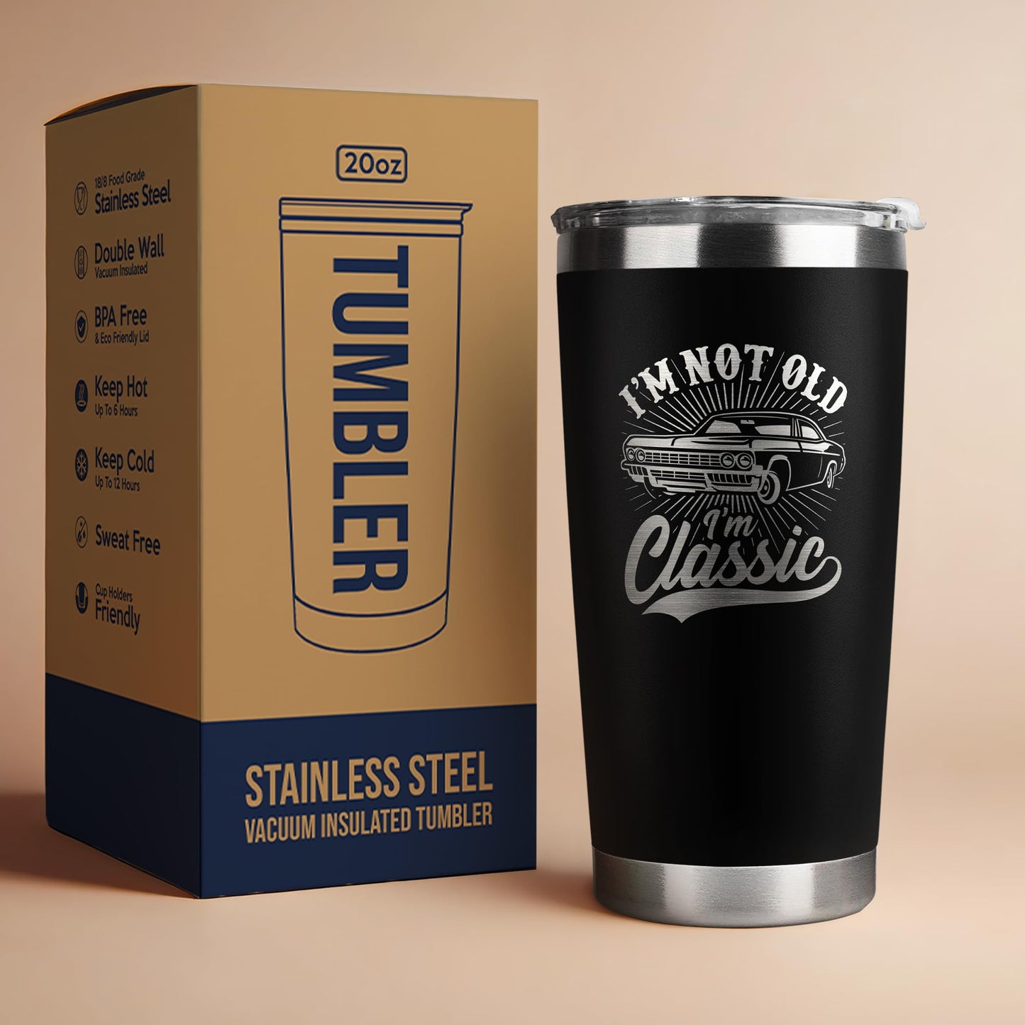 TEEBIM Gifts for Men - Birthday Gifts for Men - Birthday Gift for Grandpa, Him, Dad, Husband, Uncle - Fathers Day Gift - 40th, 50th, 60th, 70th Mens Present Ideas - 20 Oz Stainless Steel Tumbler