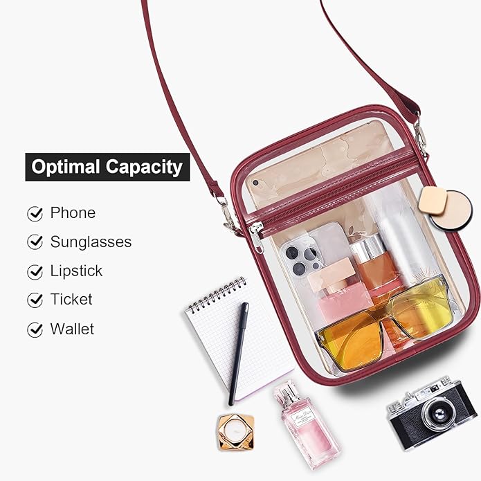USPECLARE Clear Purse Stadium Transparent Messenger Bag Stadium Approved for Men and Women Clear CrossBody Bag