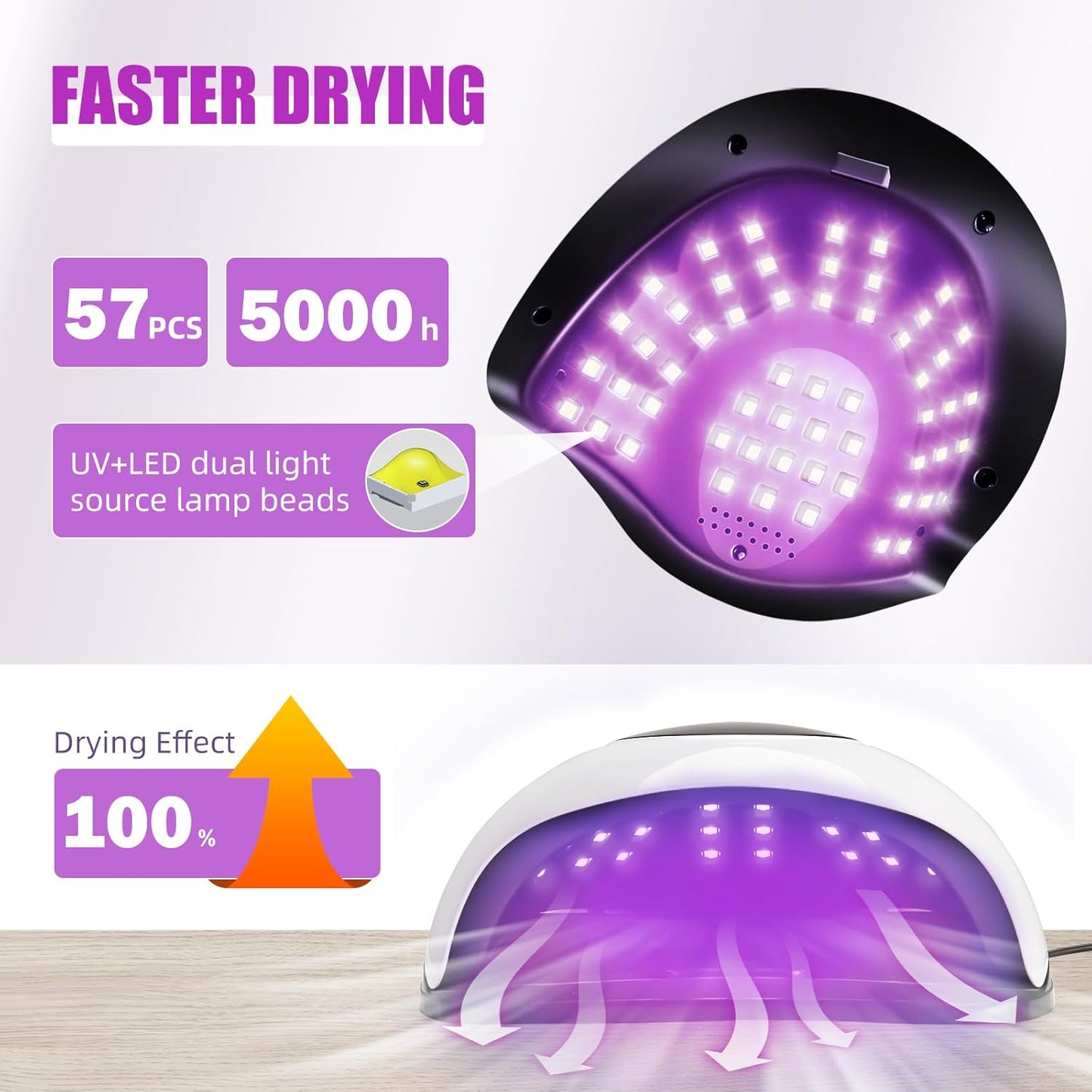 268W LED UV Light Dryer for Nails Gel Polish with 57 Lamp Beads 4 Timer Setting & LCD Touch Display Screen, Auto Sensor, Professional Nail Lamp