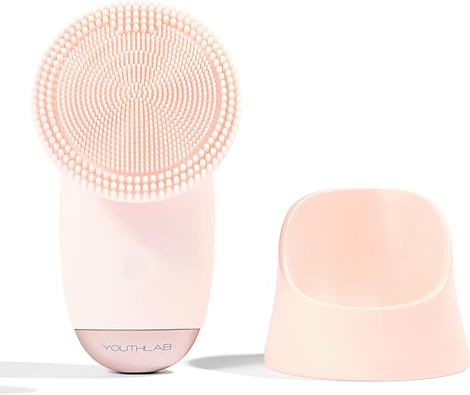 SoniGlow Silicone Facial Cleansing Brush â Electric Vibrating Skincare Scrubber Tool for Deep Pore Cleansing, Gentle Massage, Makeup Removal, Waterproof and Rechargeable (Pink)