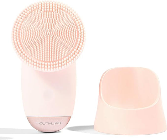 SoniGlow Silicone Facial Cleansing Brush â Electric Vibrating Skincare Scrubber Tool for Deep Pore Cleansing, Gentle Massage, Makeup Removal, Waterproof and Rechargeable (Pink)