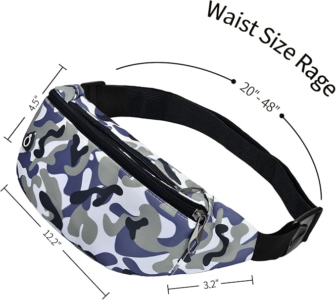 Fanny Packs for Men and Women, Waterproof Sports Waist Pack Bag for Travel Hiking Running Hands-free