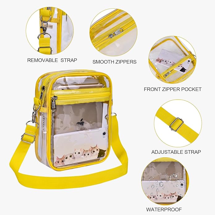 USPECLARE Clear Purse Stadium Transparent Messenger Bag Stadium Approved for Men and Women Clear CrossBody Bag