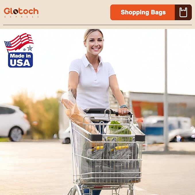 Glotoch 500 Count - Plastic T-shirt Bags Gray, 11.5" x 6.5" x 21" Grocery Bags with Handles for Restaurant, Retail, Grocery Store, Takeout, Convenience Stores, Shopping Bag