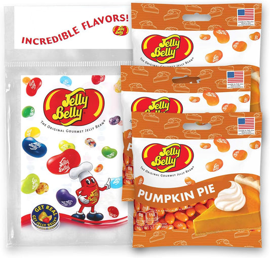 Jelly Belly Pumpkin Pie Jelly Beans, 3.5 oz Grab & Go Bags - Pack of 3 sold in Jelly Belly Bag