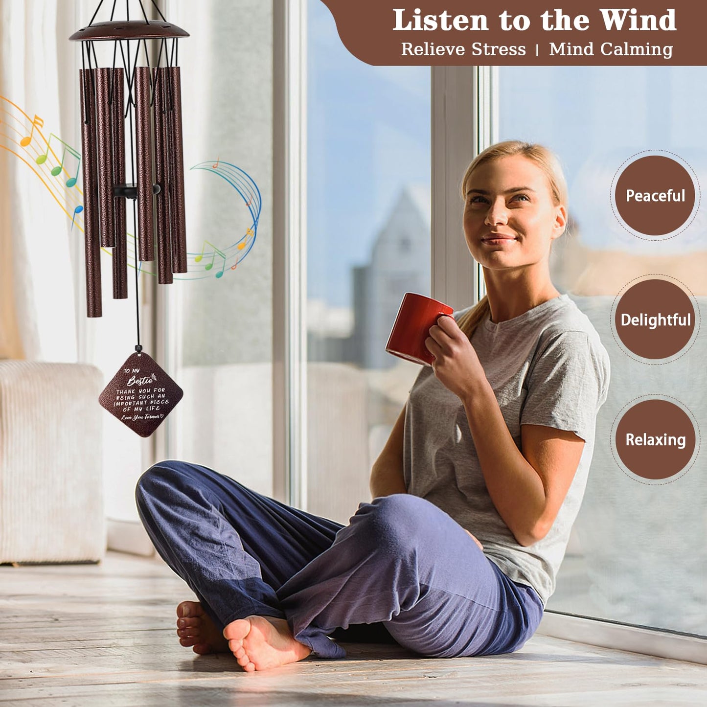 Doopeer Best Friend Birthday Gifts for Women, Unique Birthday Gifts for Best Friends BFF Bestie, 32" Bronze Wind Chimes