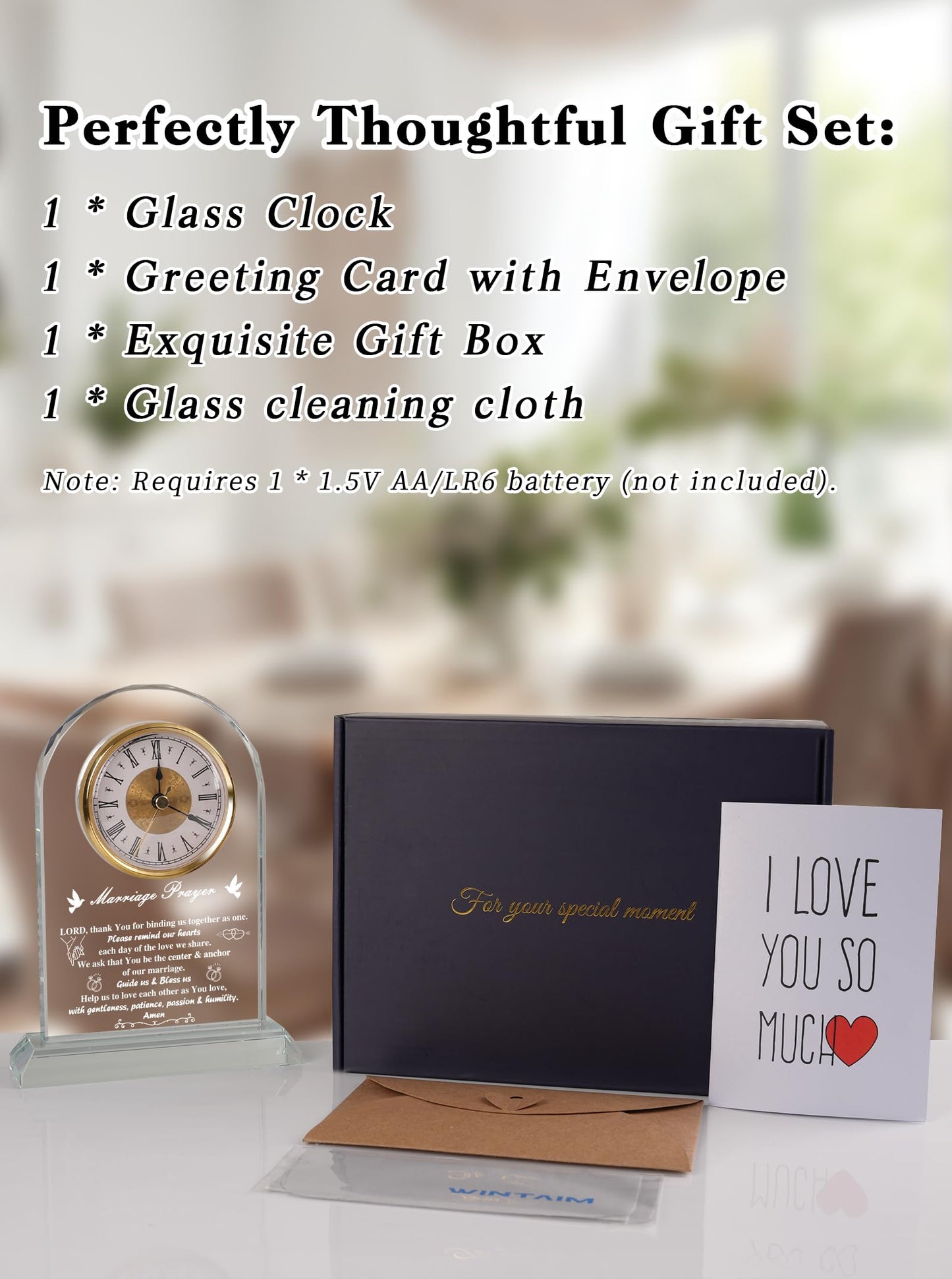 WinTaim Wedding Gifts for Couples for Couple Clock Keepsake, Engagement & Bridal Shower Present, Unique Marriage Gift for Bride & Groom, Newlywed Mr & Mrs
