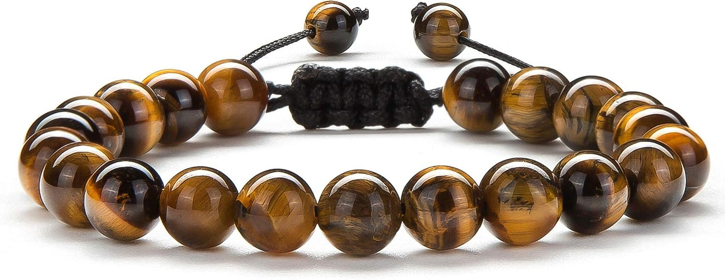 Men Women 8mm Tiger Eye Stone Beads Bracelet Elastic Natural Stone Yoga Bracelet Bangle