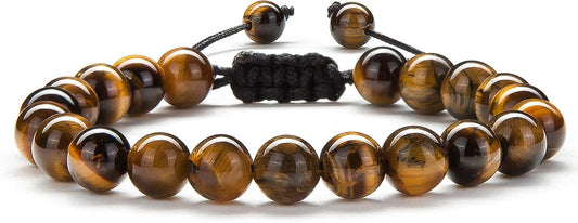 Men Women 8mm Tiger Eye Stone Beads Bracelet Elastic Natural Stone Yoga Bracelet Bangle