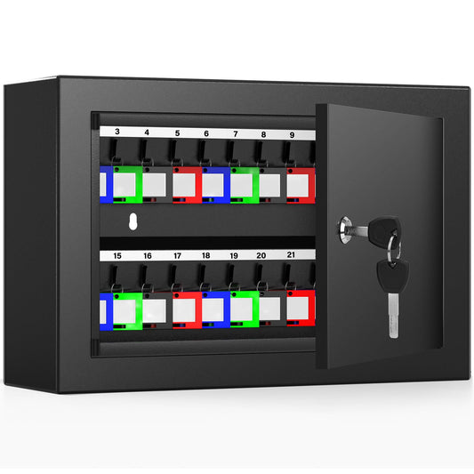 Oepmoc 40 Keys Key Lock Box, Wall Mount Key Cabinet with Color Key Tags, Steel Key Organizer for Home Office Car Garage House Rental Business