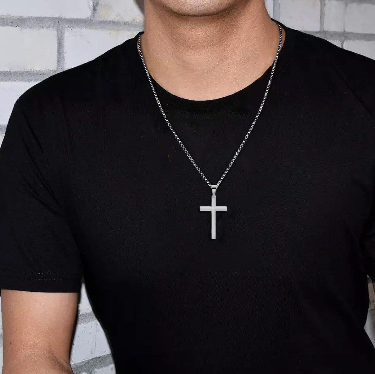 EPIRORA Cross Necklace Gifts for Brother, Stainless Steel Cross Necklace Cuban Chain Pendant Necklace for Men Boys, Birthday Christmas Presents Best To My Brother Gifts