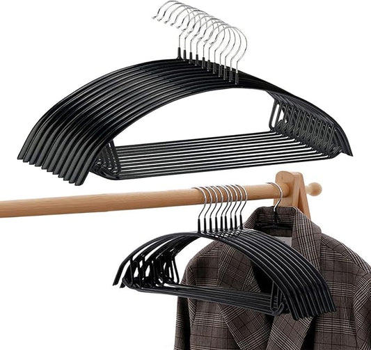 Contour Metal No Bumps Hanger - Suit, Coat & Sweater Hanger (Pack of 50, Black)