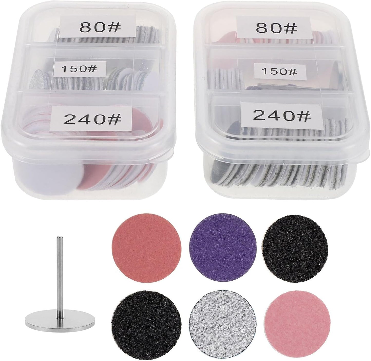 FRCOLOR Professional Nail Sandpaper Polishing Discs Set 25mm 2 Sets 80# 150# 240# Grits for Manicure Pedicure Dead Skin Removal Foot Callus Care Nail Drill Accessories