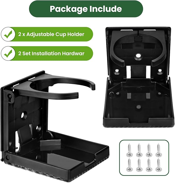 2pcs Adjustable Folding Cup Holder, Car Wall Mount Water Drink Coffee Bottle Holder with Screws, Fit Most Size Mugs Bottle, for Truck RV Van Boat Camper Caravan Marine (Diamond Pattern)