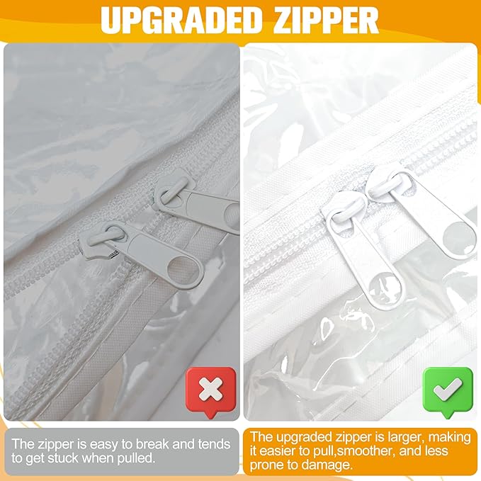 Plastic Storage Bags with Easy-Glide Zipper, Pack of 8, Durable Clear Vinyl Zippered Storage Bags for Clothes Sweaters Comforters Blankets Sheets Bedding (18 x 15 x 9 Inch)