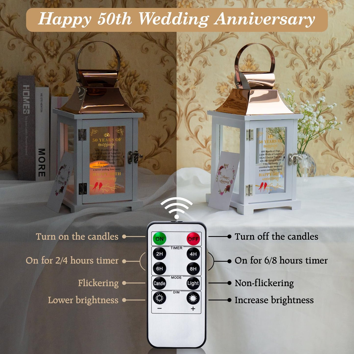 HN HAIINAA 50th Wedding Anniversary Lantern 50th Anniversary Wedding Gifts for Couple Parents Grandparents Husband Wife