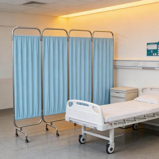 tonchean 4-Panel Medical Privacy Screen, 79 x 71'' Hospital Screen on Wheels, Portable Medical Privacy Partition for Clinics Nursing Homes and Exam Rooms