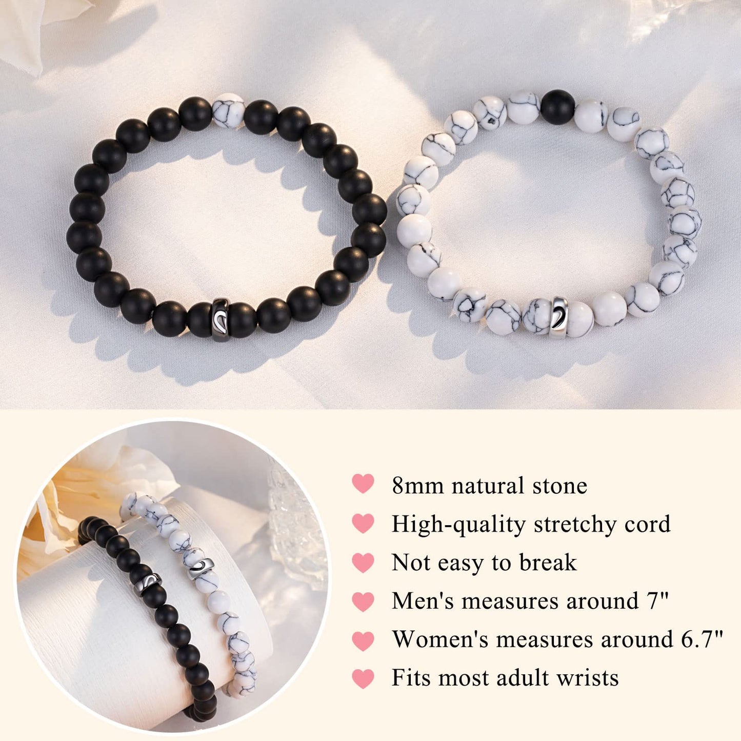 UNGENT THEM Anniversary Bracelets Gifts for Women Men Him Her Boyfriend Girlfriend Couple Husband Wife 1 One Year Month Happy Wedding Anniversary