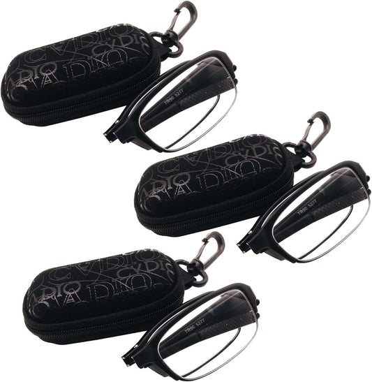 3 PRS Southern Seas Folding Reading +2.00 Glasses Travel Office Home Black Spectacles
