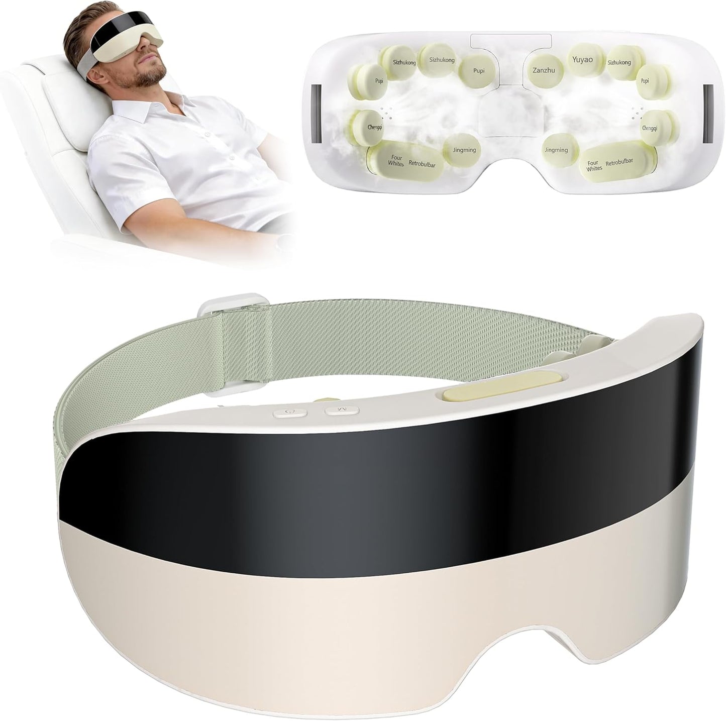 Father Day Gifts Eye Massager with Heat and Cooling - with Atomization Function, Smart Heated Eye Mask with 3D Massage, Bluetooth Music for Office Travel Home Use, Dad Gifts for Women and Men