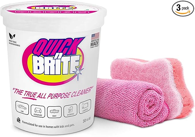Quick 'n Brite All Purpose Cleaning Paste â Miracle Cleaner for Tough Stains, Biodegradable, Non-Toxic, Pet-Safe, Multi-Surface Stain Remover, Made in USA, 32 Oz Kit