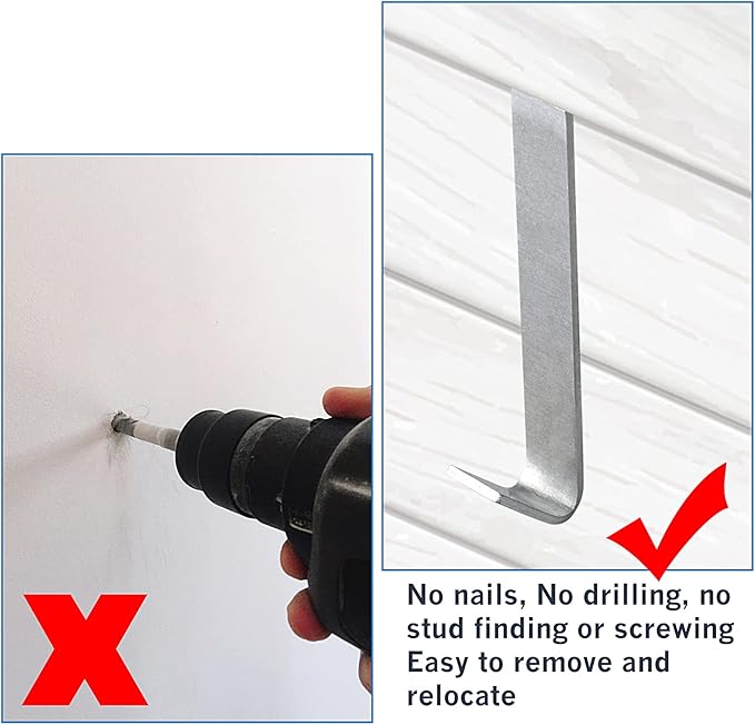 6 Pack Aluminum Alloy Hook Without Require Drilling, Hooks for Fiber Cement Board Siding(Installation Tool Included)