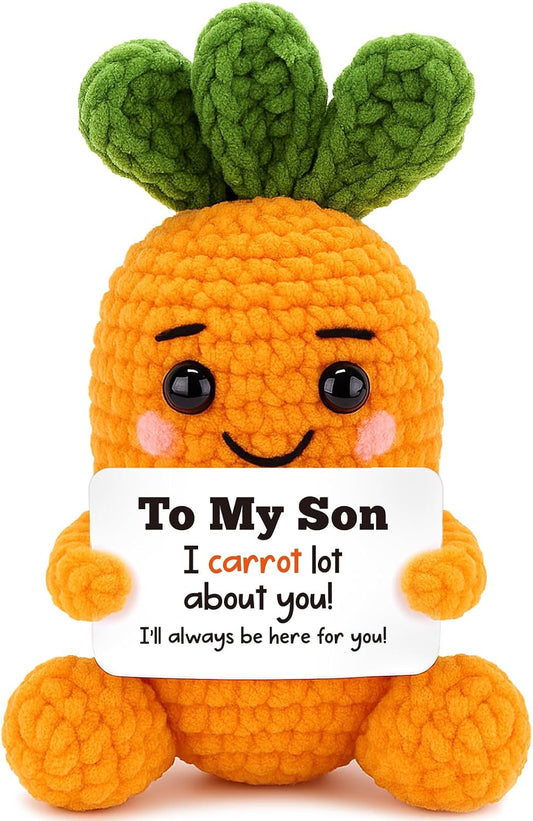 FEFAMM Easter Basket Stuffers for Teens Boys, Easter Gifts for Son Teens, Birthday Gifts for Son from Mom Dad, Handmade Crochet Carrot Graduation Fathers Day Gift for Sons Cute Carrot