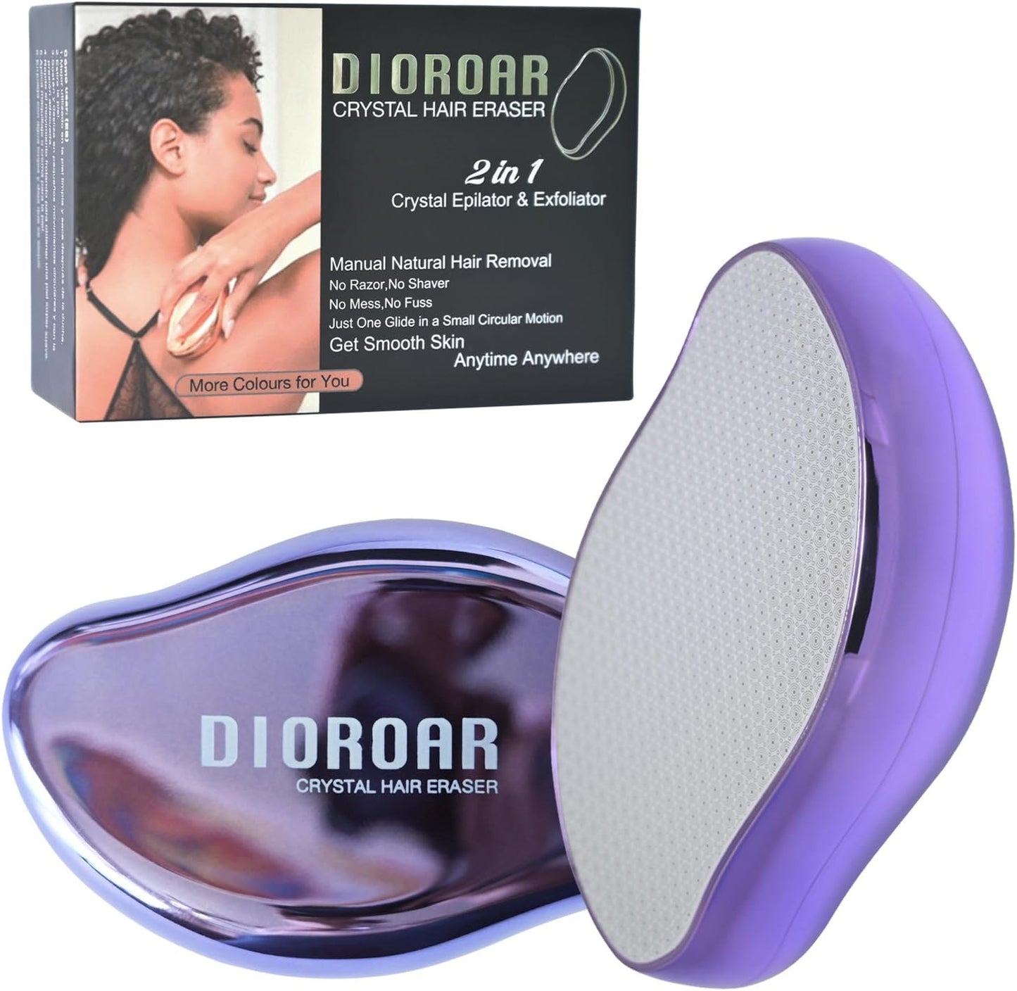 Crystal Hair Eraser,Upgrade Crystal Hair Remover,Physical Nano Glass Hair Removal Device,Painless Epilator and Exfoliator Without Shaver for Quick Soft Silky Skin(Violet)